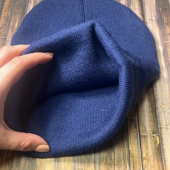 5for$10 Navy Atlanta 3D Embroidery Cuffed Knit Hat Beanie Toque Skull Cap NWT - Picture 3 of 4